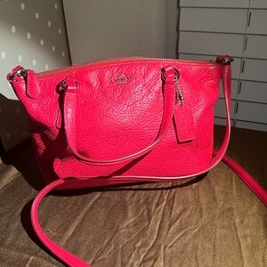 Coach red leather handbag and crossbody w/ gold accents - great condition